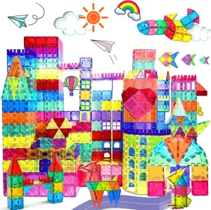 Magnetic Tiles - 100 Pieces Magnetic Blocks for Kids, Magnet Tiles Building Blocks Set, Construction STEM Magnet Toys Gift for Kids, Boys and Girls 3 4 5 6 7 8  Year Old
