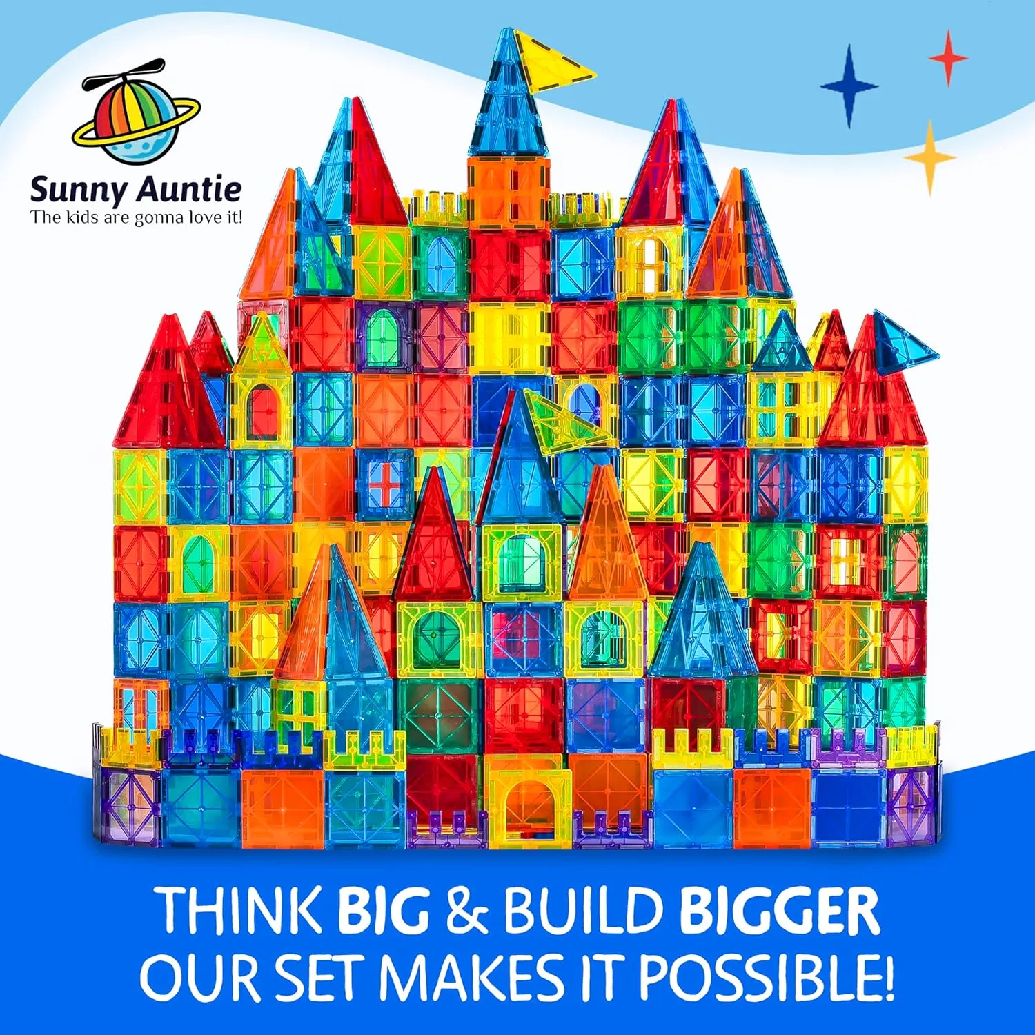 Magnetic Tiles 125 PCS  Bonus Zippered CASE, Kids Toy for 3 4 5 6 7 8 Year Old Boys & Girls, Magnetic Tiles Building Set, Great Gift for Kids Aged 3-8, XL Set
