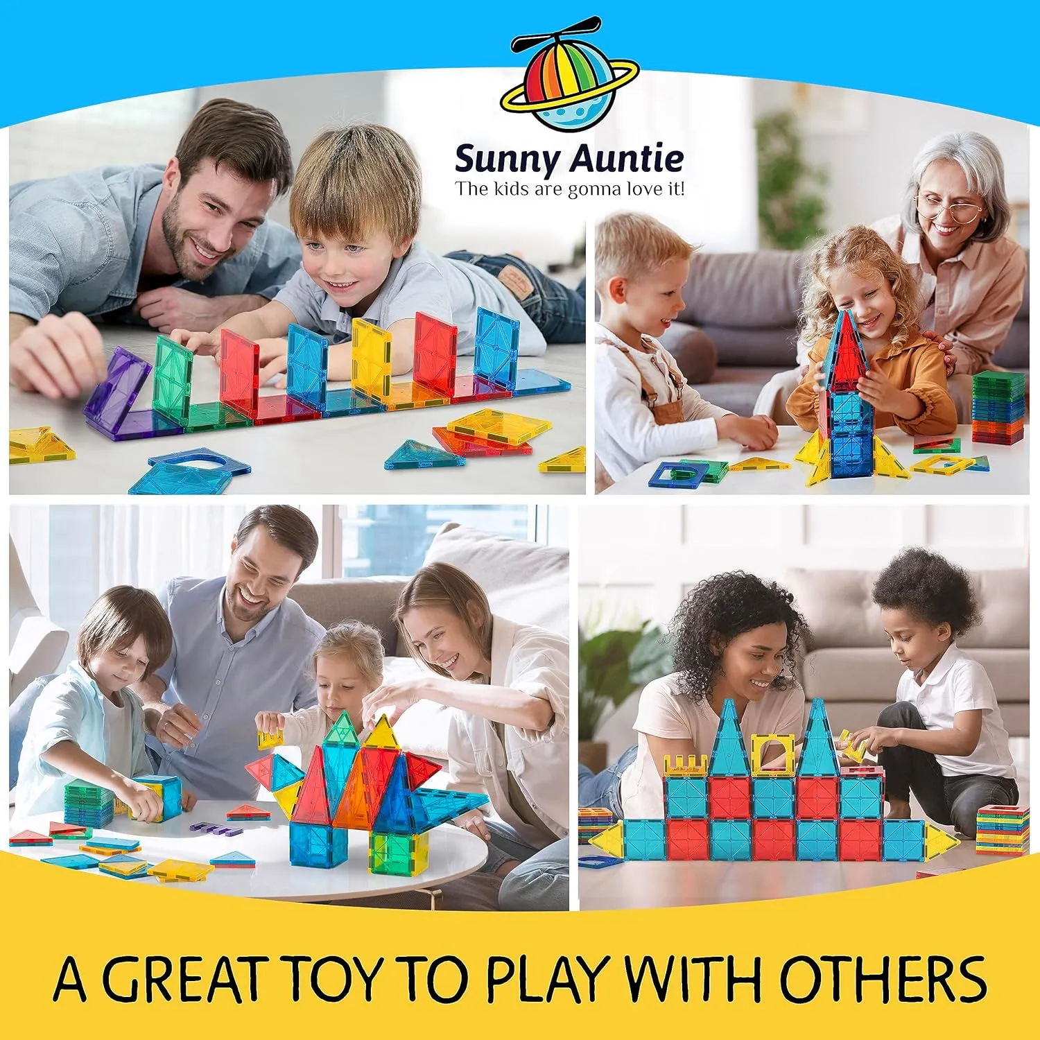 Magnetic Tiles 125 PCS  Bonus Zippered CASE, Kids Toy for 3 4 5 6 7 8 Year Old Boys & Girls, Magnetic Tiles Building Set, Great Gift for Kids Aged 3-8, XL Set