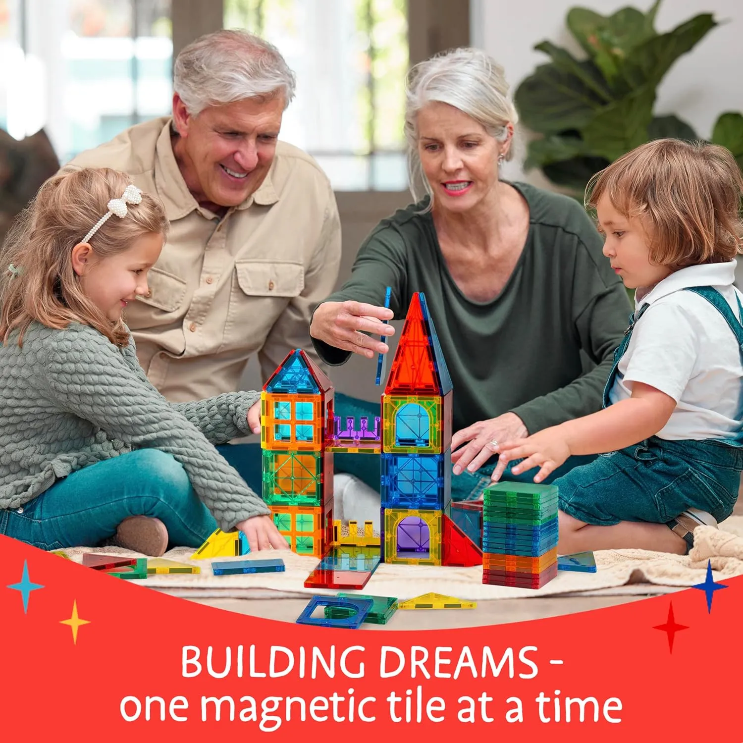 Magnetic Tiles 125 PCS  Bonus Zippered CASE, Kids Toy for 3 4 5 6 7 8 Year Old Boys & Girls, Magnetic Tiles Building Set, Great Gift for Kids Aged 3-8, XL Set