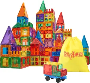 Magnetic Tiles for Kids Ages 3 4 5 6 7 8-100 Piece Magnetic Building Blocks for Toddler Kids, 3D Tile Magnets for Stem Educational Toys for Boys and Girls