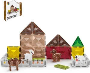 Magnetic Tiles for Kids Ages 4-8, Farm Magnet Tile Set with Animals for Toddlers Ages 3  Boys Girls, Magnets Building Blocks Toy for Travel, Stem Educational Toys for Preschool