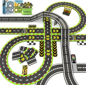 Magnetic Tiles Racing Track & City Road Expansion Pack - STEM Learning Montessori Toys for Toddler Magnetic Blocks Building Kids Toys for 3  Year Old Boys & Girls, Sensory Play Kids Games