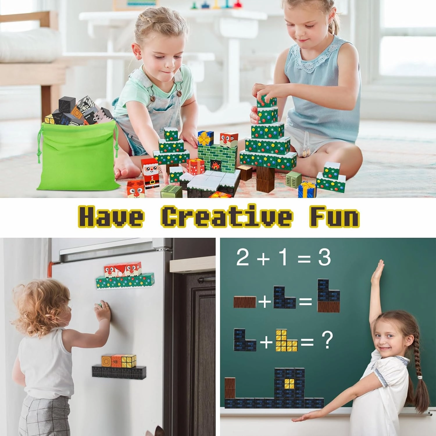 Magnetic Blocks - Magnet Building Cube Game, Halloween Graveyard Castle Building Blocks Set for Kids Ages 3 , STEM Montessori Stacking Toy, Sensory Tiles Building Gift for Toddlers