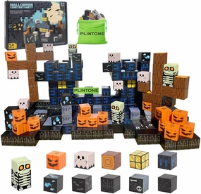 Magnetic Blocks - Magnet Building Cube Game, Halloween Graveyard Castle Building Blocks Set for Kids Ages 3 , STEM Montessori Stacking Toy, Sensory Tiles Building Gift for Toddlers