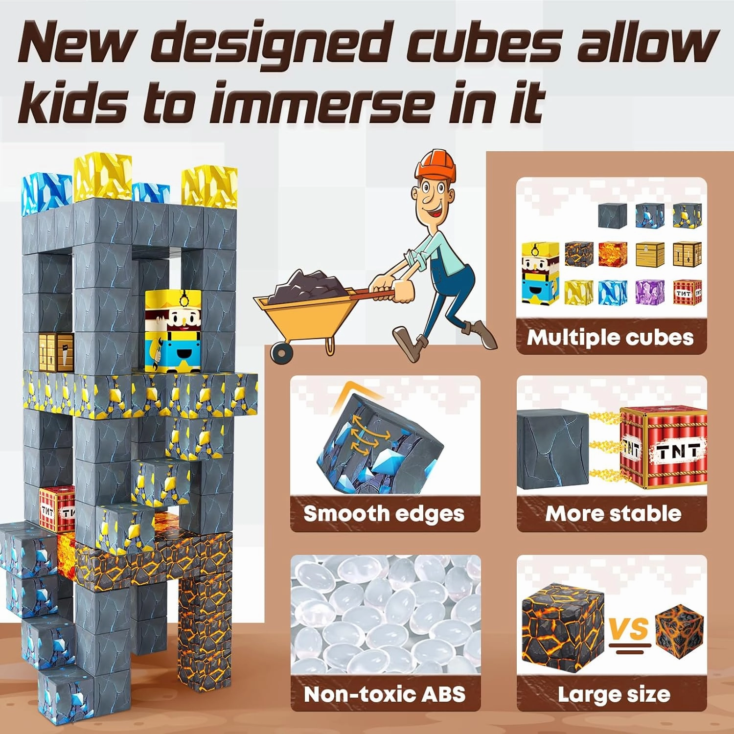 Magnetic Blocks-Build Mine Magnet World Sword Edition Mine Sword Caverns Magnet Classroom Must Haves Toddler Toys for Boys & Girls Age 3-4 4-5 6-8, Sensory Montessori Toys for Kids for 3 