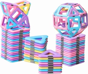 Magnetic Tiles Toys for 3 4 5 6 7 8  Year Old Boys Girls Upgrade Macaron Castle Blocks Building Set for Toddlers STEM Creativity/Educational Toys for Kids Age 3-6 Christmas Birthday Gifts