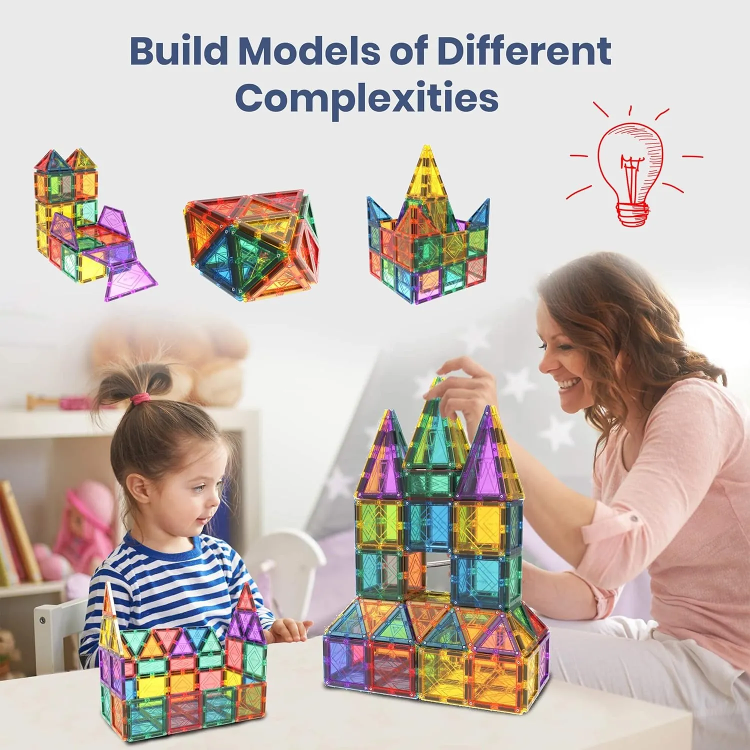 MagVision 48 Piece Plus Magnetic Board Set, Stem Magnetic Building Blocks, Extra Strong and Safe Magnets, Educational Toys for Children Ages 3 