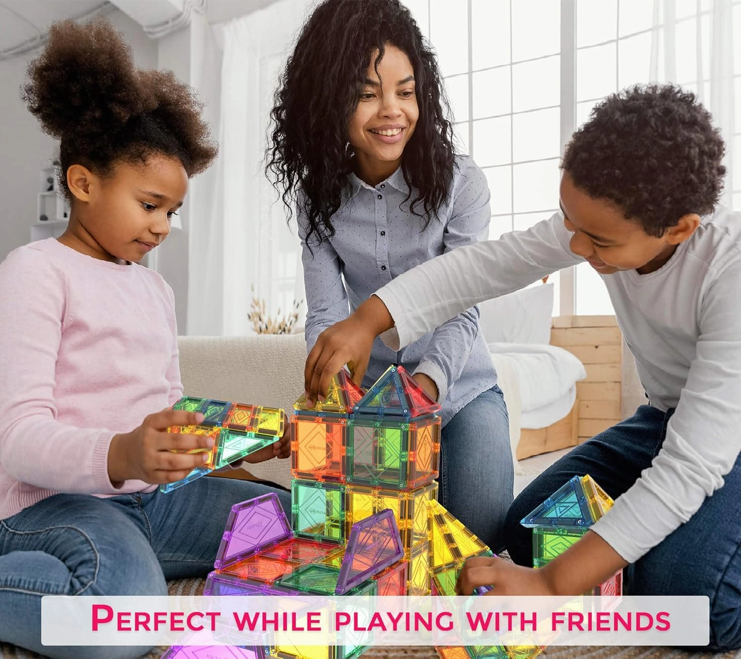 MagVision 60-Piece Magnetic Building Tiles Set, Stem Magnetic Building Blocks, Extra Strong and Safe Magnets, Stem Toys, Magnetic Blocks, Educational Toys for Children Ages 3  Years
