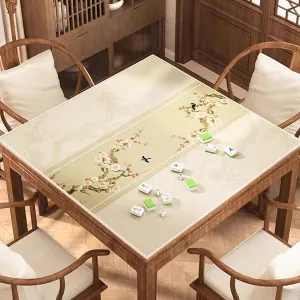 Mahjong Mat with Carrying Bag, Anti Slip Noise Reduction Square Table Cover for Poker Cards Mahjong Board Tile Games(43.31x43.31 in)