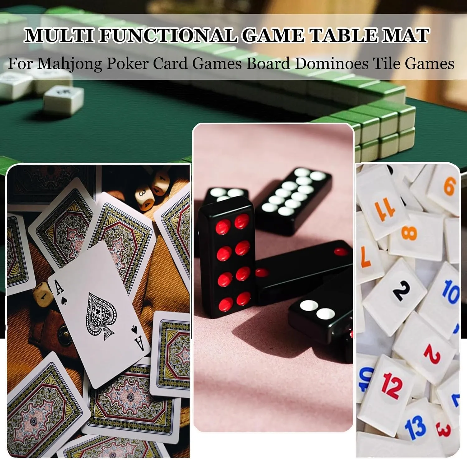 Mahjong Table Mat with Carrying Bag, Chinese Style Printed Square Table Cover Anti Slip and Noise Reducing Poker Game Mat(Red,35.43x35.43in)