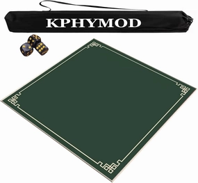 Mahjong Mat with Carrying Bag and 3 Dice, Noise Reduction Non-Slip Table Cover for Mahjong Poker Card Games，Wear-Resistant Mahjong Accessories(Green,47.24x47.24 in)