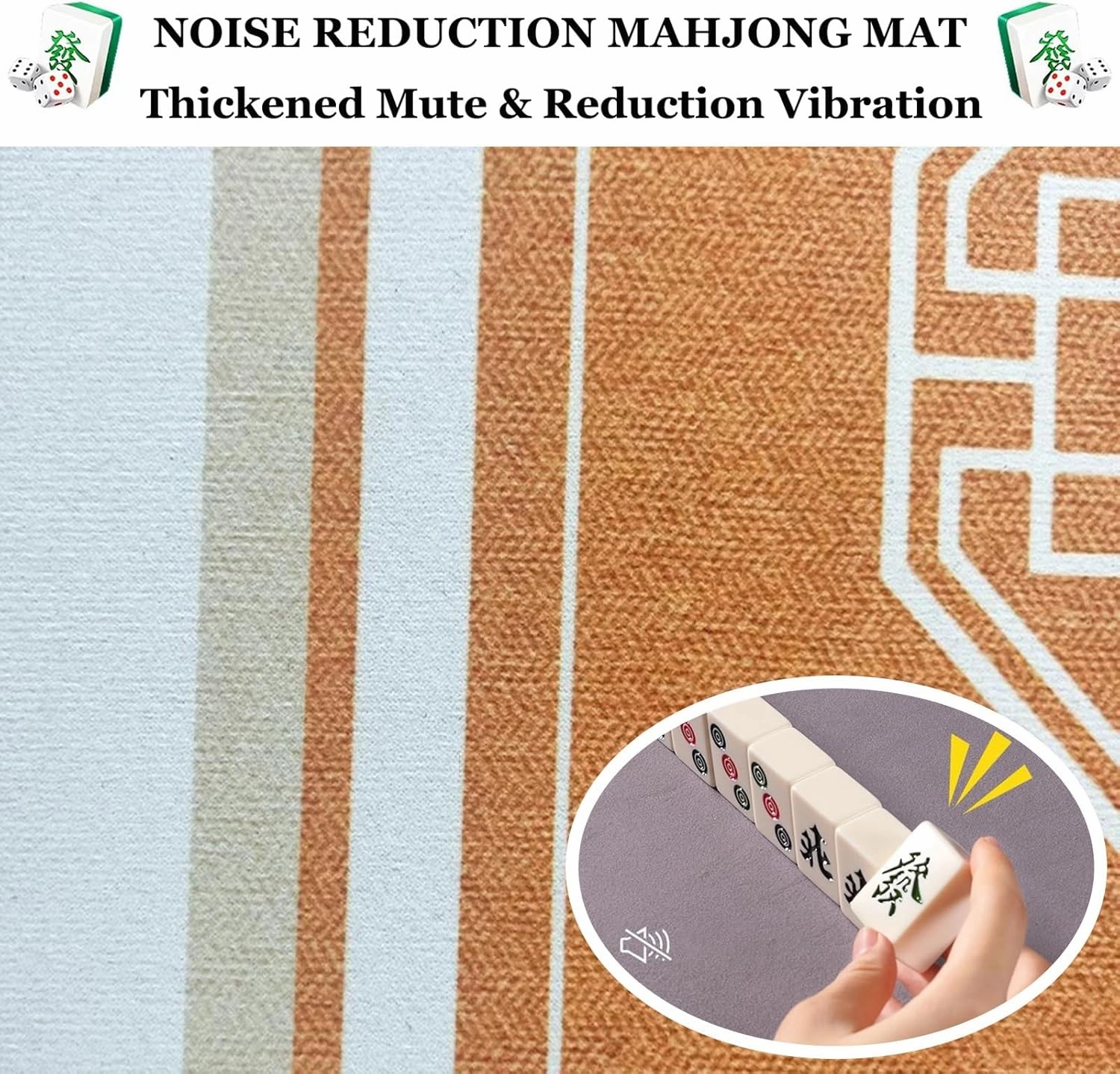 Mahjong Mat with Carrying Bag and 3 Dice, Noise Reduction Non-Slip Table Cover for Mahjong Poker Card Games，Wear-Resistant Mahjong Accessories(Green,47.24x47.24 in)