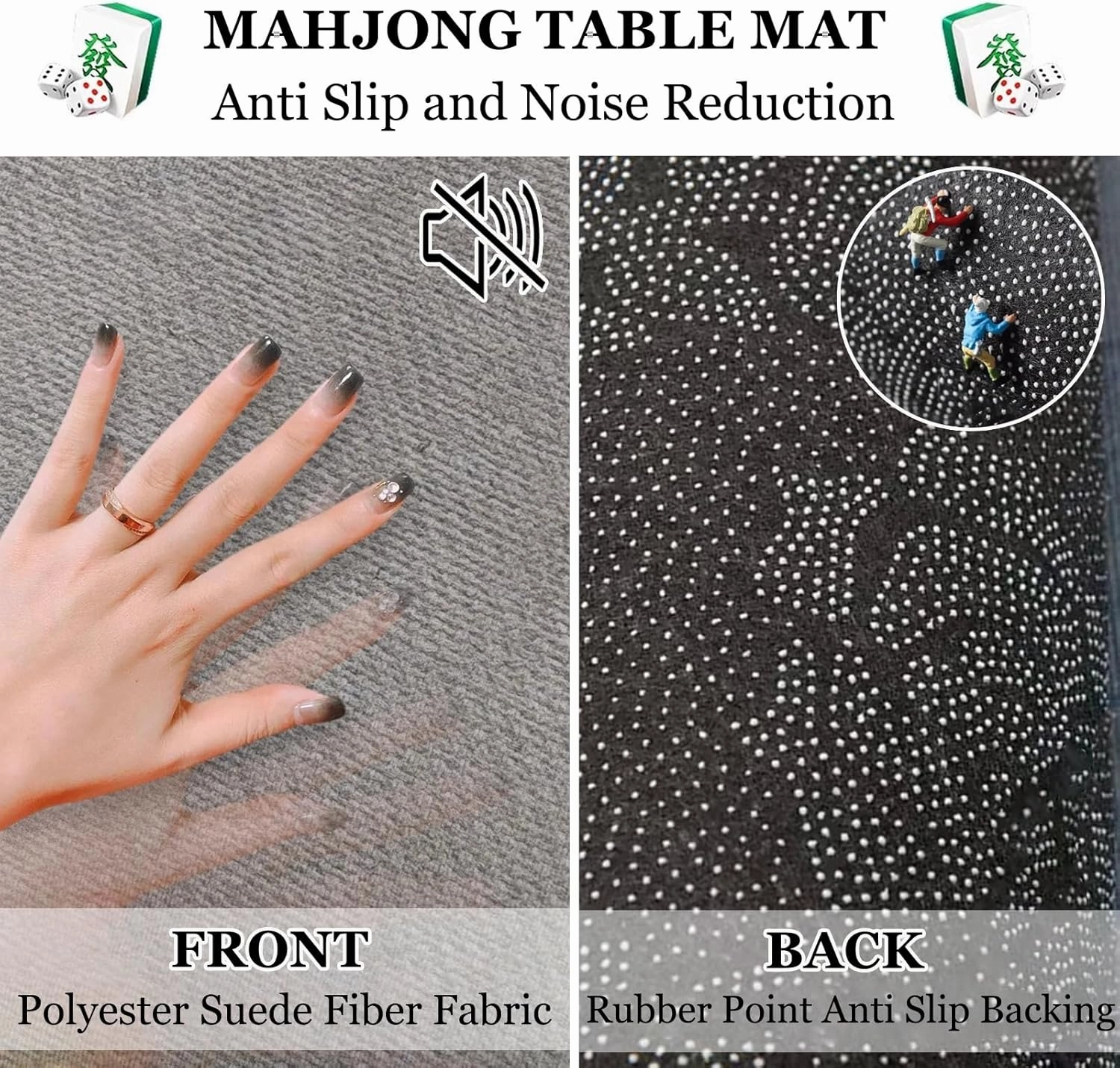 Mahjong Table Mat with Black Bag, Anti-Slip Noise-Reducing Table Cover Gaming Mat for Mahjong Poker Board Card Paigow Games(Red,47.24x47.24in)