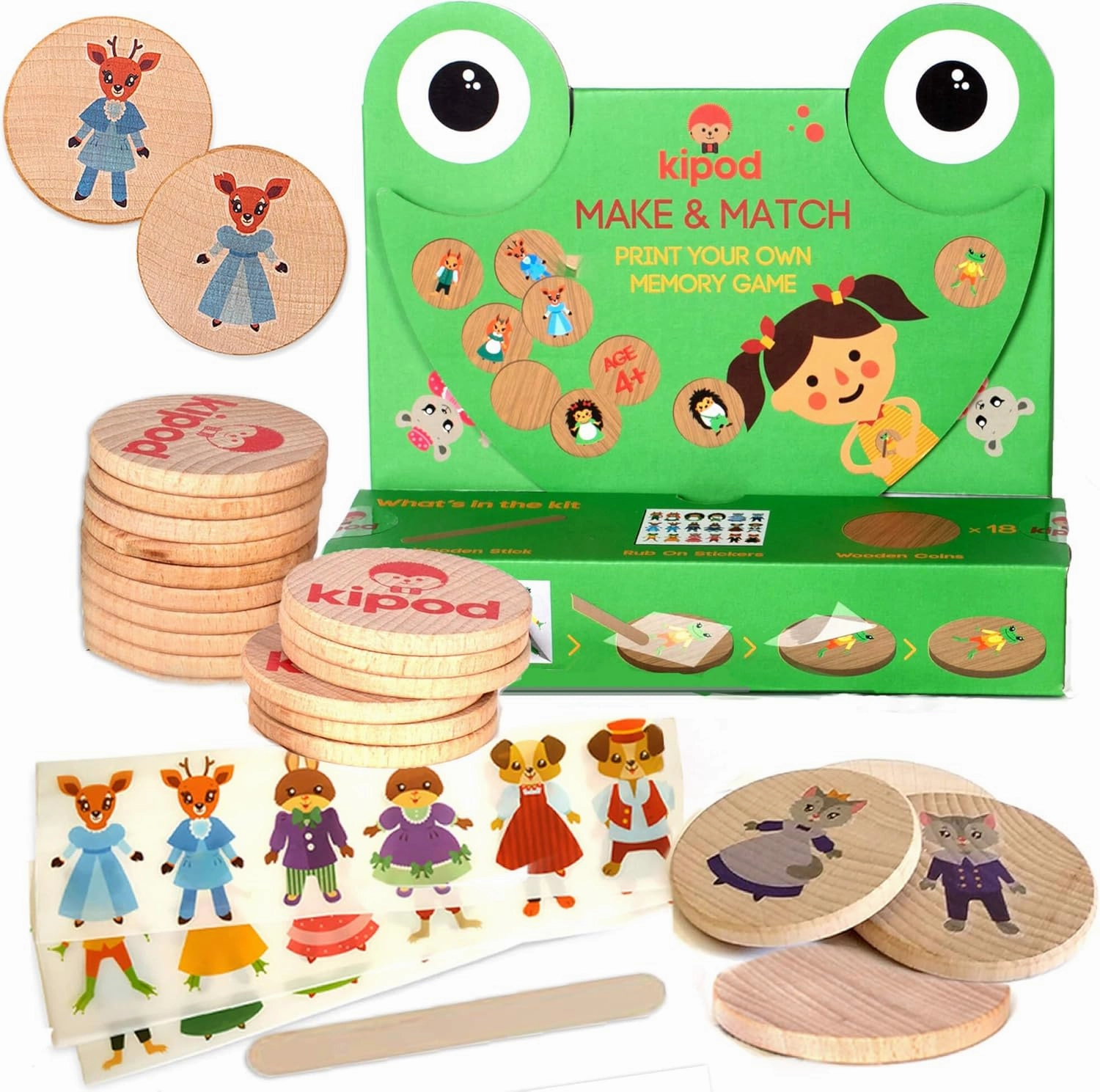 Make & Match Memory Game by Kipod Wooden Recall Challenge Toy for Boys and Girls Ages 4 & Up –Hands-On Cognitive and Social Development –Fun to Learn Through Play –Montessori Inspired