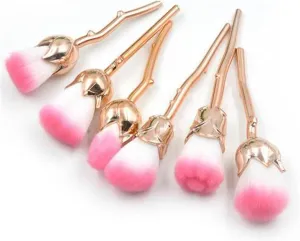 Makeup Brushes Sets 6Pcs/Set Rose Shape Golden Handle Makeup Brushes Set Blusher Eyeshadow Powder Brush Makeup Tool