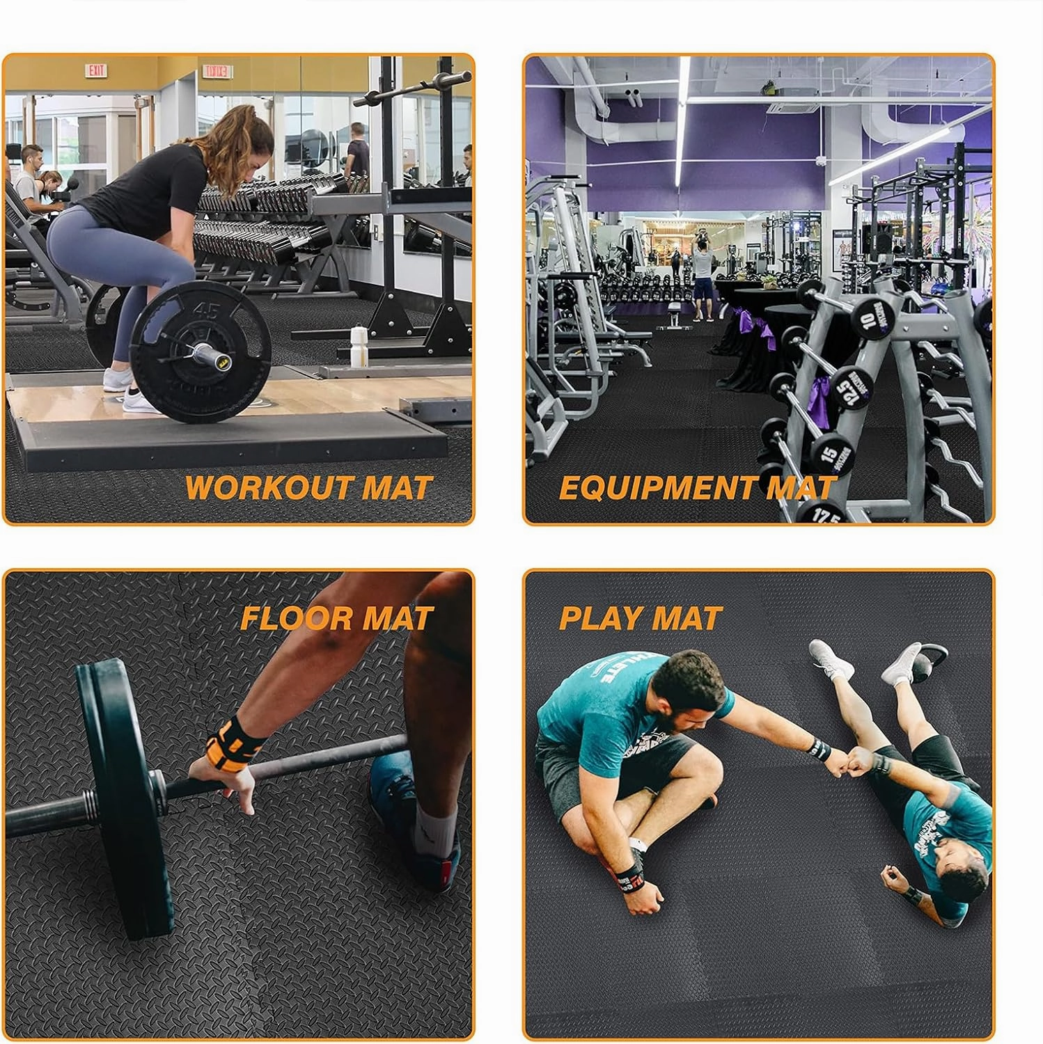 Mat Block APM36001BK-1 Torin Interlocking Foam Exercise Floor Mats: 144 SQ FT, 1/2 inch, 36 Tiles, EVA Gym Mat Flooring, Exercise Equipment Mat for Home Gym Equipment, Black