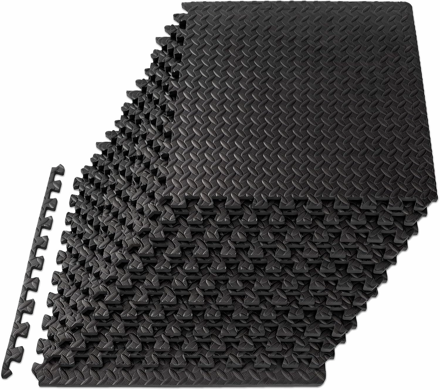 Mat Block APM36001BK-1 Torin Interlocking Foam Exercise Floor Mats: 144 SQ FT, 1/2 inch, 36 Tiles, EVA Gym Mat Flooring, Exercise Equipment Mat for Home Gym Equipment, Black