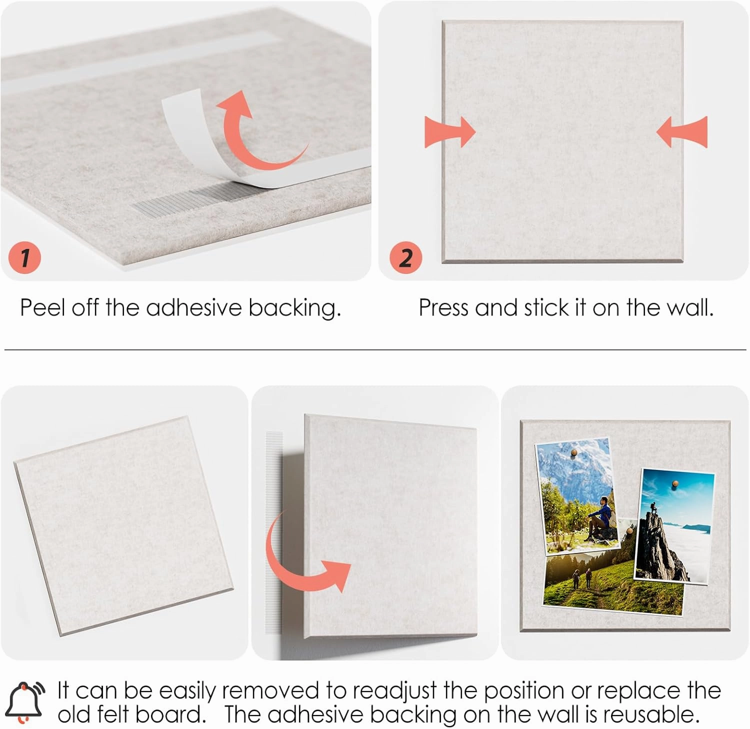 MaxGear Large Cork Board for Wall 36" x 24", Light Tan Bulletin Board, 6 Pack Felt Wall Tiles with Pushpins, Cork Boards for Office Push Pin Board Tack Board Felt Board