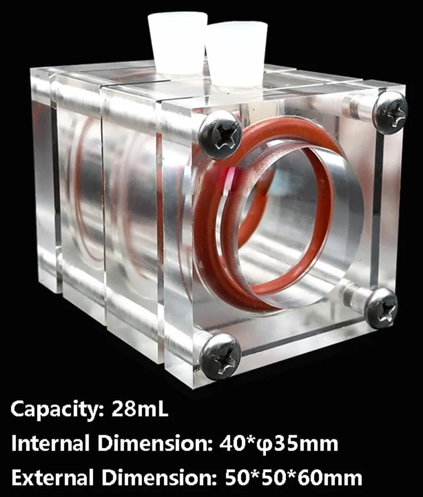 MFC Reactor Shell, MFC Hydrogen Fuel Cell Reactor Experimental Device Shell Kit (5 * 5 * 6cm-28mL, External Dimensions -Capacity)