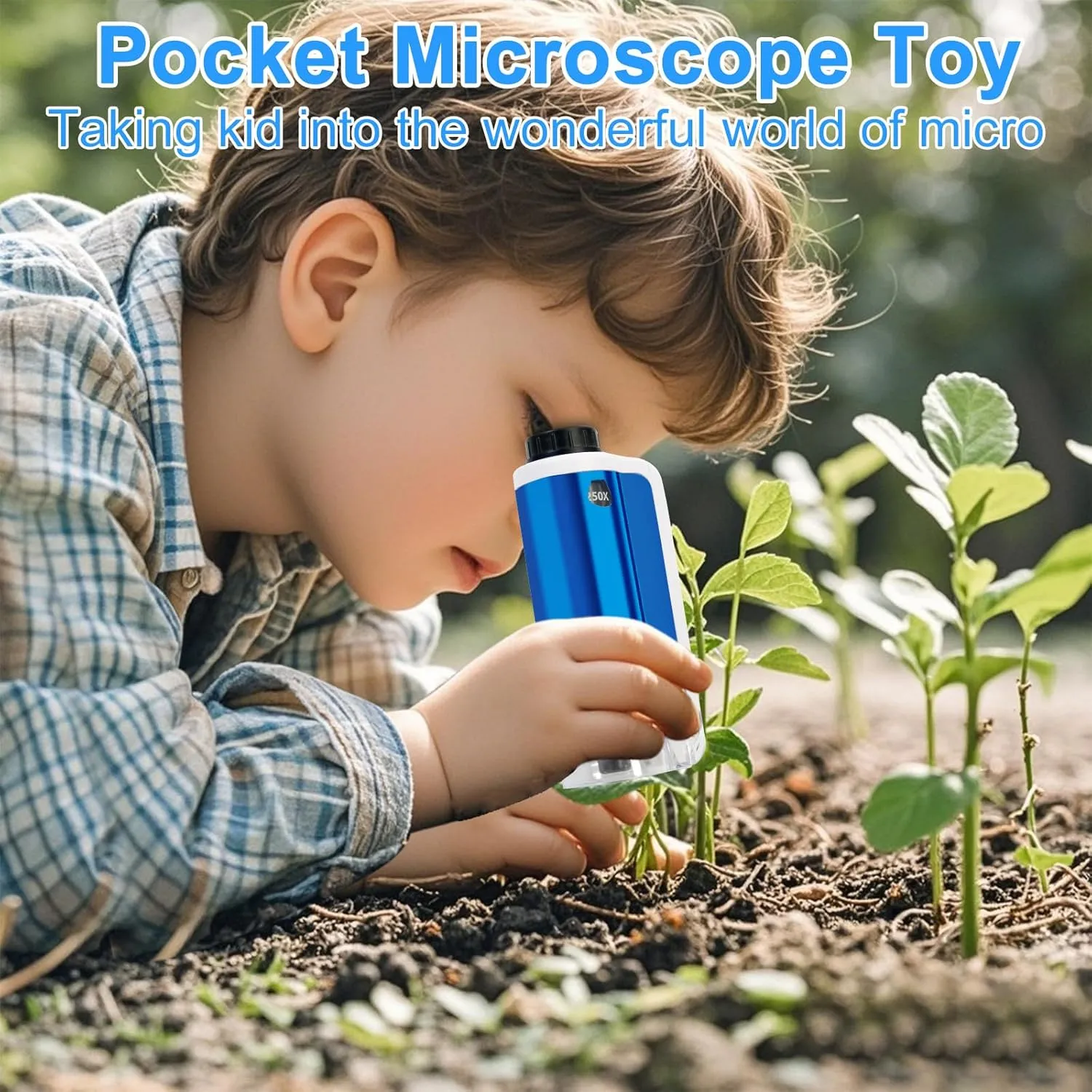 Microscope for Kids, SETFLAGS 250x Magnification Portable Pocket Microscope and 14 Slides,Science Kits STEM Toys for Kids, 4 Blank Slides, Educational Science Experiment Toy for DIY Specimen, Age 6 