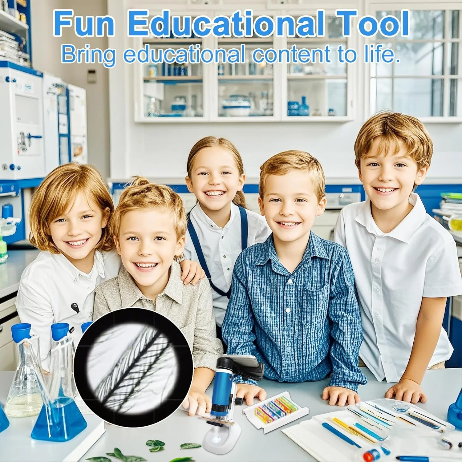 Microscope for Kids, SETFLAGS 250x Magnification Portable Pocket Microscope and 14 Slides,Science Kits STEM Toys for Kids, 4 Blank Slides, Educational Science Experiment Toy for DIY Specimen, Age 6 
