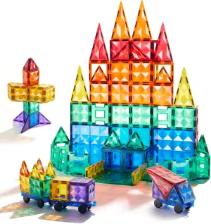 MiDeer Magnetic Tiles, 60PCS Magnetic Tiles Building Blocks, Stacking Building Set for Boys Girls, 3D Building Construction Preschool Learning STEM Sensory Educational Toys for Kids Age 3-5