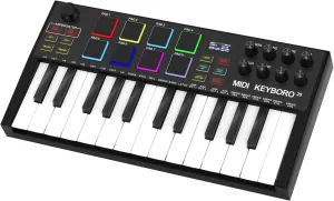 MIDI Keyboard Controllers: 25-Key USB MIDI Keyboard with Backlit Drum Pads, Knobs, Computer Recording MIDI Controllers- Beat Maker Machine, MIDI Keyboard