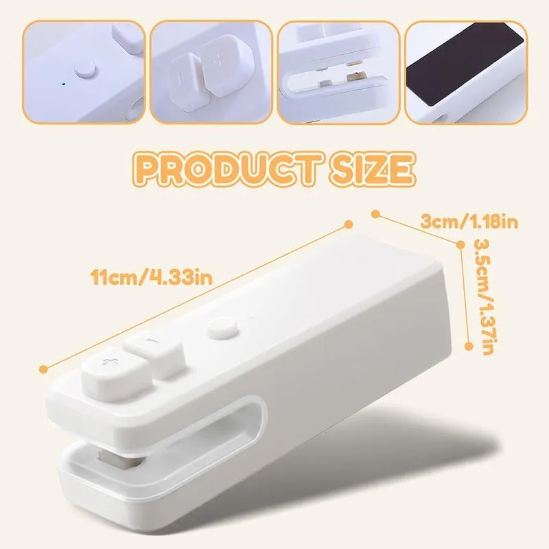Mini Bag Sealer, 2024 Upgrade Handheld Heat Vacuum Sealer 2 in 1 Bag Sealer and Cutter Magnetic USB Rechargeable Mini Sealing Machine Heat Seal Tool for Plastic Bags Snack Bags