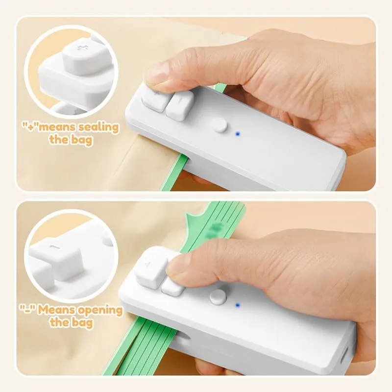 Mini Bag Sealer, 2024 Upgrade Handheld Heat Vacuum Sealer 2 in 1 Bag Sealer and Cutter Magnetic USB Rechargeable Mini Sealing Machine Heat Seal Tool for Plastic Bags Snack Bags