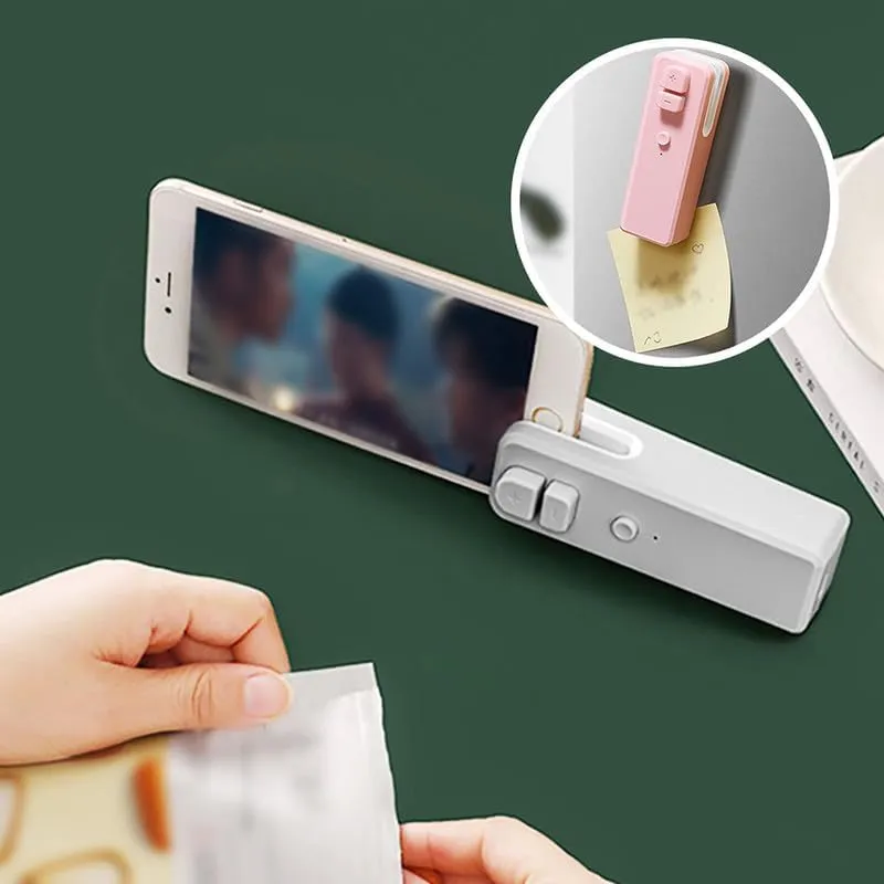 Mini Bag Sealer, 2024 Upgrade Handheld Heat Vacuum Sealer 2 in 1 Bag Sealer and Cutter Magnetic USB Rechargeable Mini Sealing Machine Heat Seal Tool for Plastic Bags Snack Bags