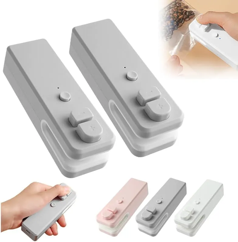 Mini Bag Sealer, 2024 Upgrade Handheld Heat Vacuum Sealer 2 in 1 Bag Sealer and Cutter Magnetic USB Rechargeable Mini Sealing Machine Heat Seal Tool for Plastic Bags Snack Bags