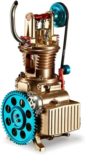Mini Engine Kits That Runs, All Metal Single-Cylinder Car Engine Metal DIY Assembled Engine Model for Adult