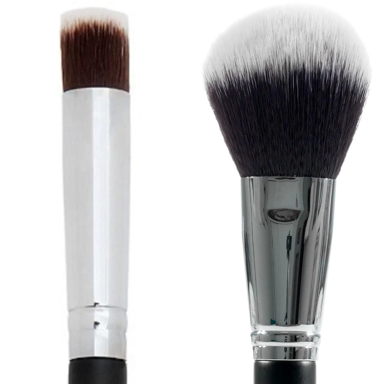 Mini Flat Top Under Eye Concealer Brush   Large Finishing Powder Brush - Beauty Junkees Synthetic Bristles for Blending, Buffing, Liquid, Big Fluffy Powder Brush for Full Face, Body Bronzer Contouring