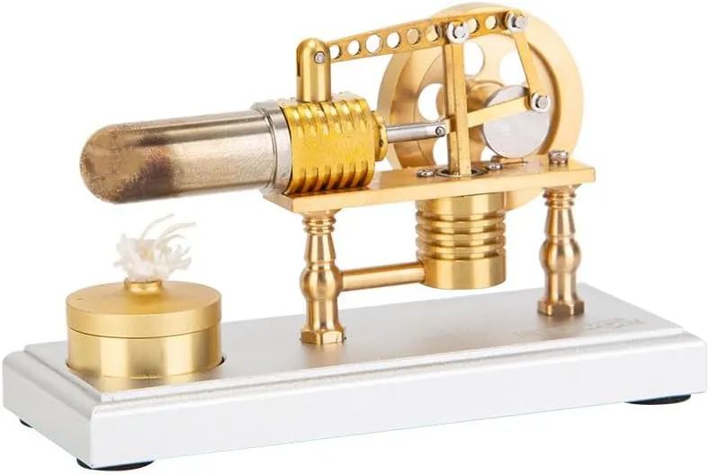 Mini Hot Air Stirling Engine Model Kit, Ready to Run Ringbom External Combustion Engine STEM Toy Set Science Physical Experiment Toys for Mechanical Model Lovers (RTR Version)