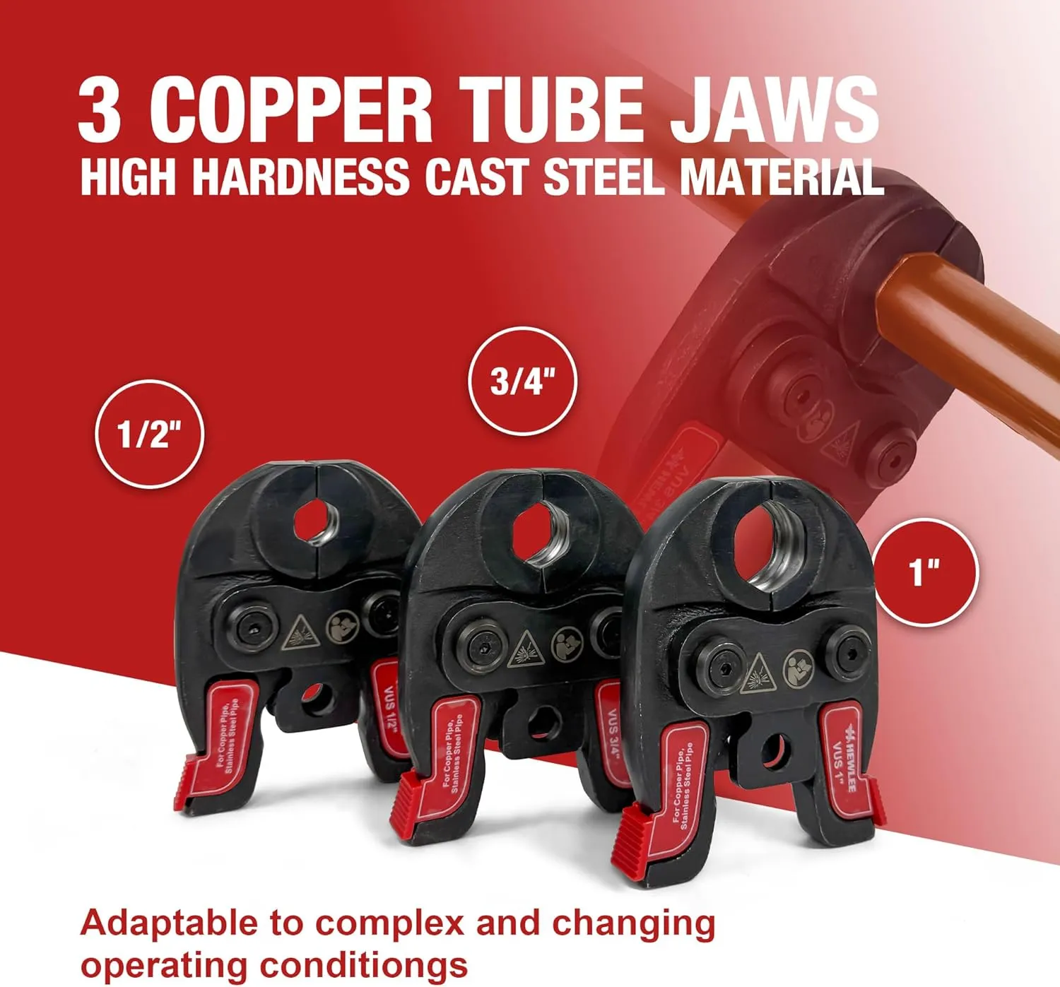 MINI Propress Tool for Copper Pipe, Battery Powered Pro Press Copper Crimper tool 32KN for US Standard 1/2", 3/4", 1" Copper Tube and Stainless Steel Tube, 2.5Ah Battery Set(HZT-25M)