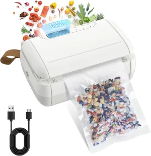 Mini Vacuum Sealer for Food, 10 in 1 Mini Bag Sealer Heat Seal with Cutter Rechargeable Cordless Handheld Vacuum Sealer Bag Resealer for Snacks Plastic Bag Marson Jar Food Storage- White
