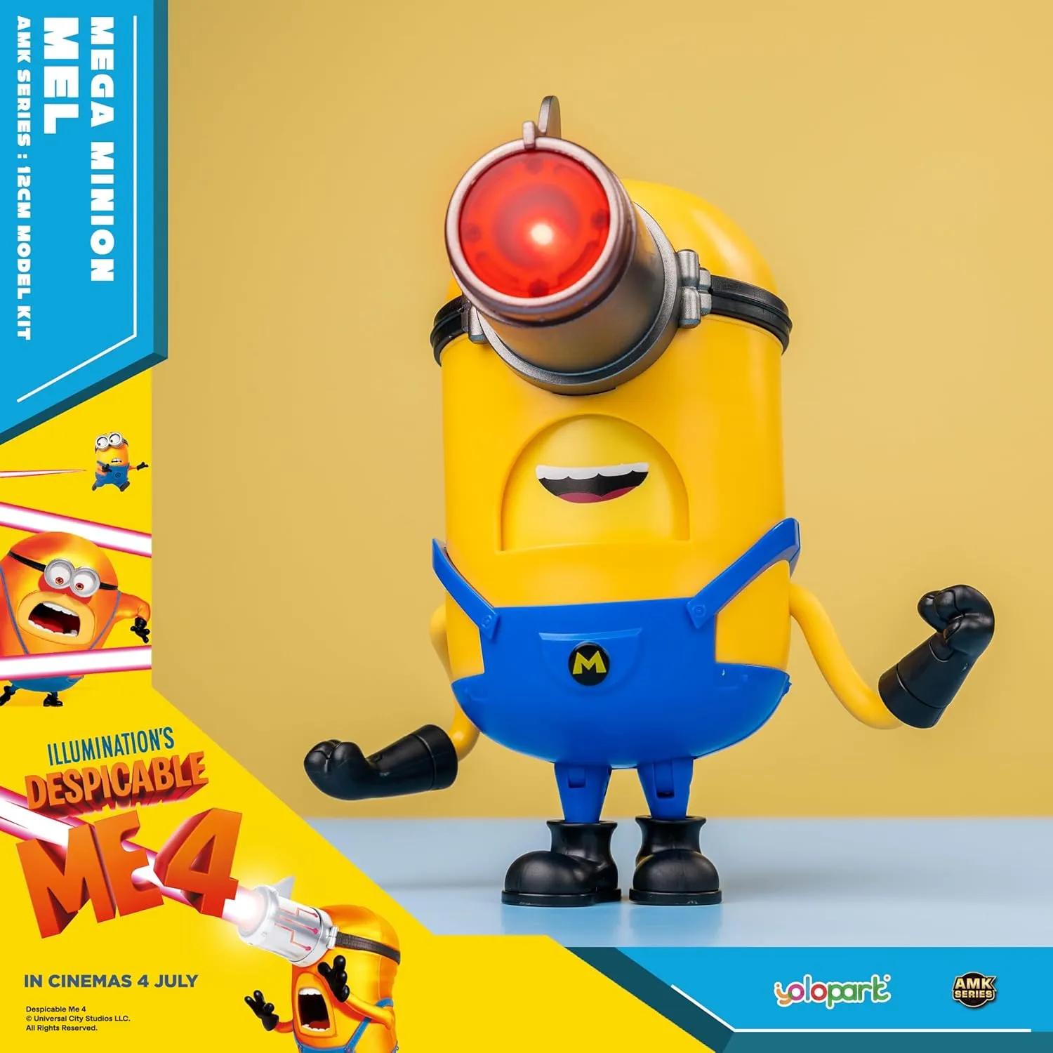 Minions Toy Despicable Me 4 Toys, 4.7 Inch Mega Mel Action Figures，Retractable Eye and 5 Changeable Facial Expressions Minion Model Kits，Gifts for Kids Ages 8 Years & Older