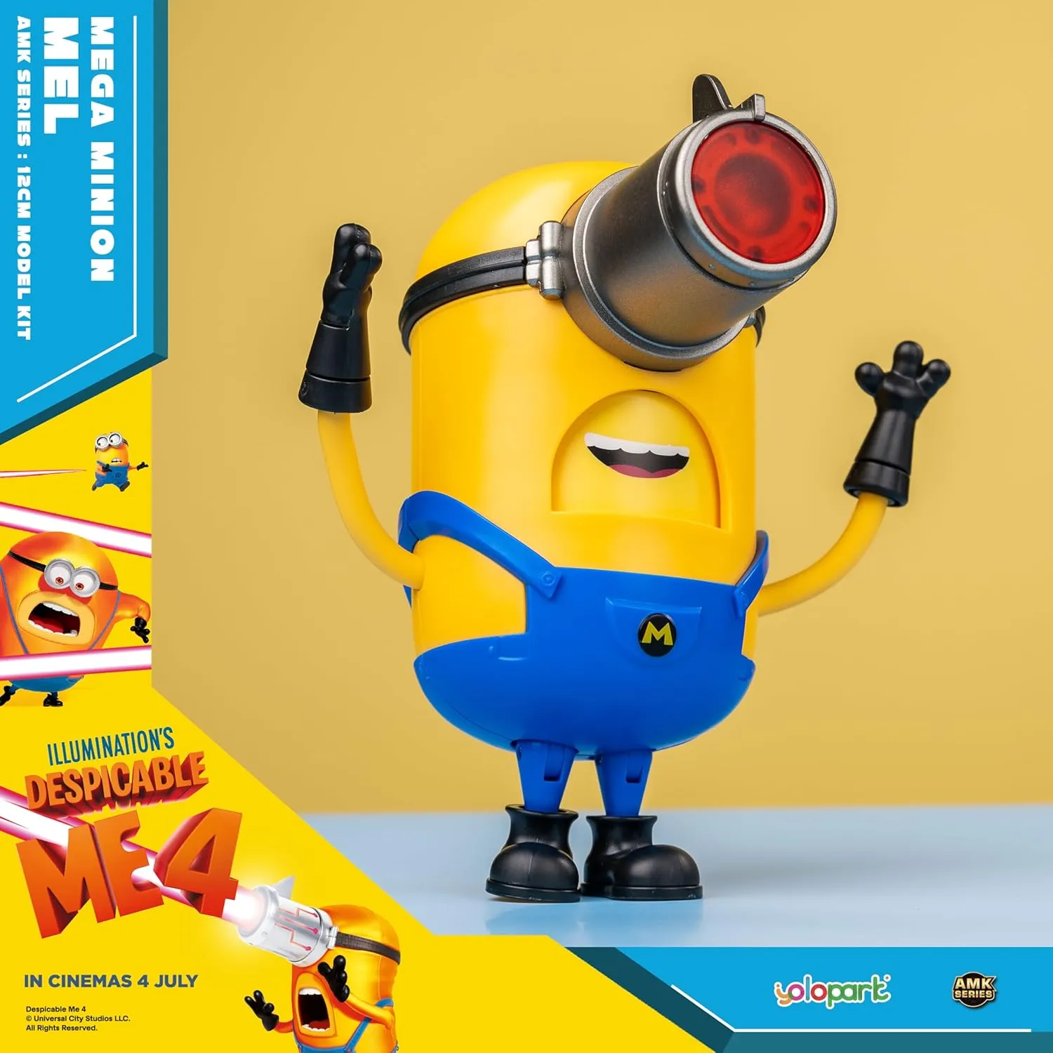 Minions Toy Despicable Me 4 Toys, 4.7 Inch Mega Mel Action Figures，Retractable Eye and 5 Changeable Facial Expressions Minion Model Kits，Gifts for Kids Ages 8 Years & Older