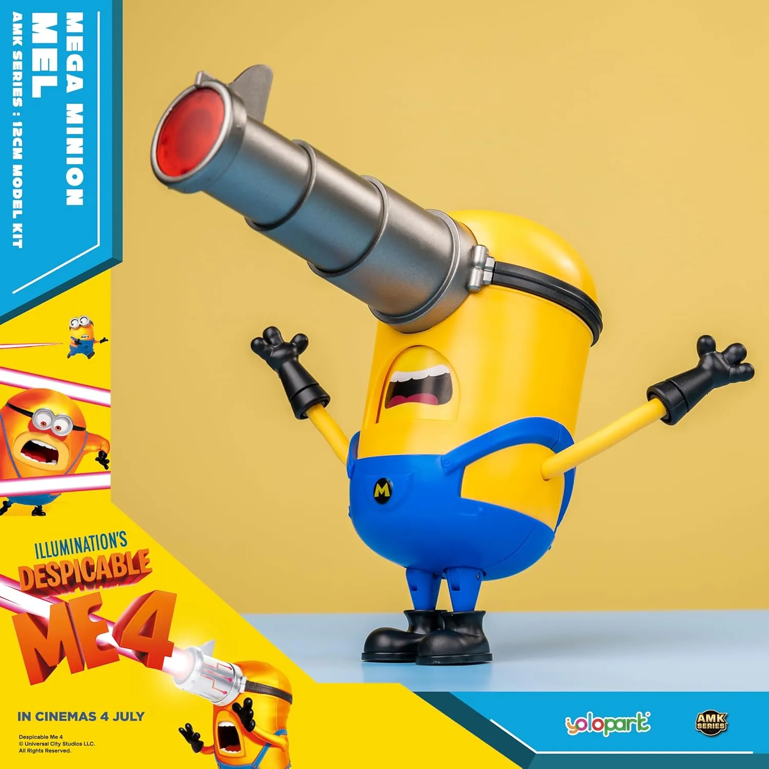 Minions Toy Despicable Me 4 Toys, 4.7 Inch Mega Mel Action Figures，Retractable Eye and 5 Changeable Facial Expressions Minion Model Kits，Gifts for Kids Ages 8 Years & Older