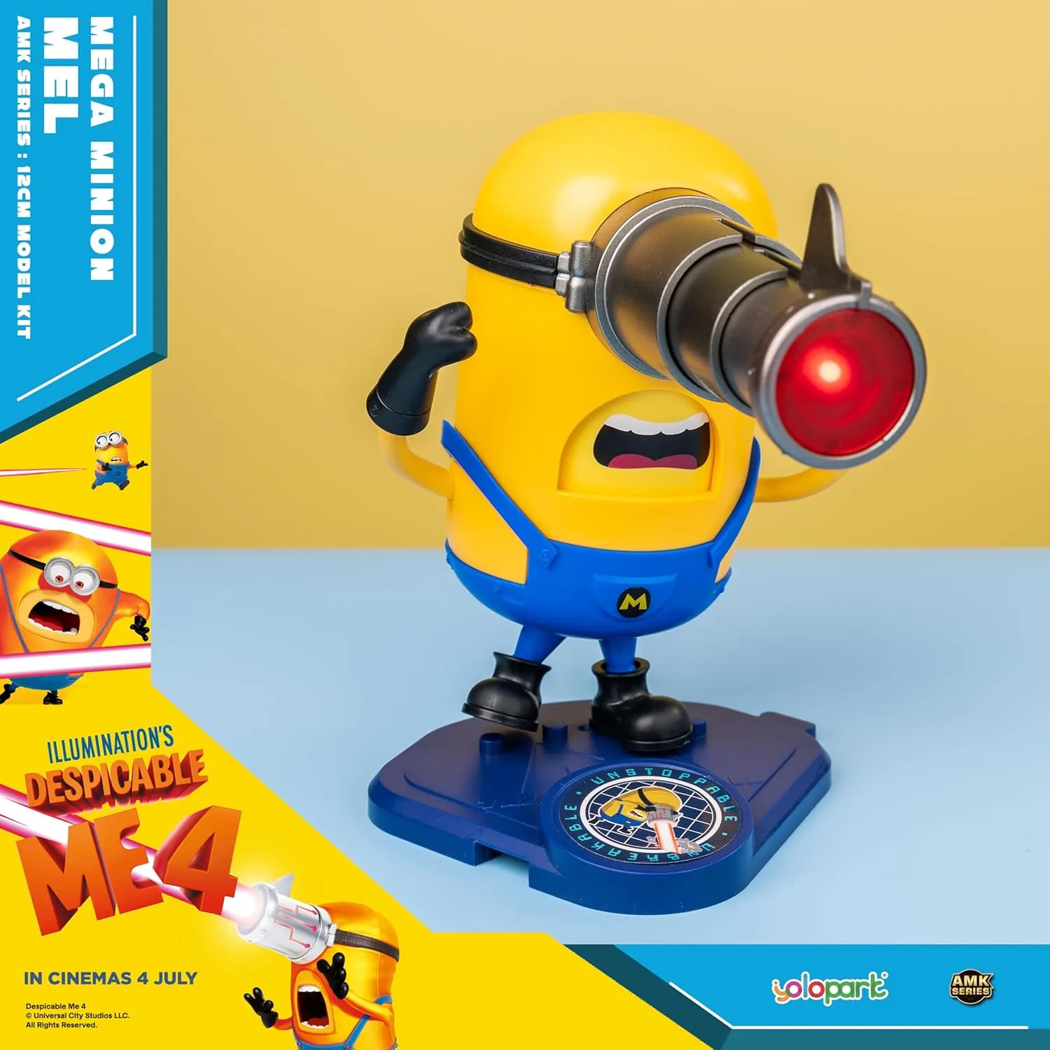 Minions Toy Despicable Me 4 Toys, 4.7 Inch Mega Mel Action Figures，Retractable Eye and 5 Changeable Facial Expressions Minion Model Kits，Gifts for Kids Ages 8 Years & Older