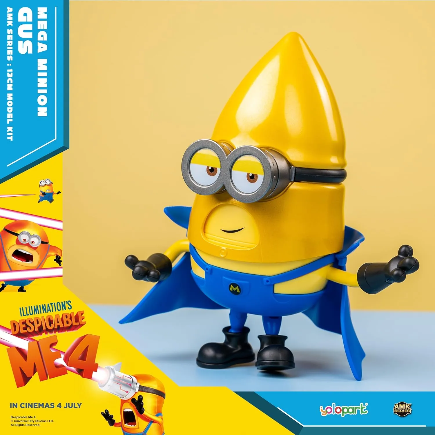 Minions Toy Despicable Me 4 Toys,5.1 Inch Mega Gus Action Figures,6 Interchangeable Expressions and Rotatable Head Minion Model Kits，Gifts for Kids Ages 8 Years & Older