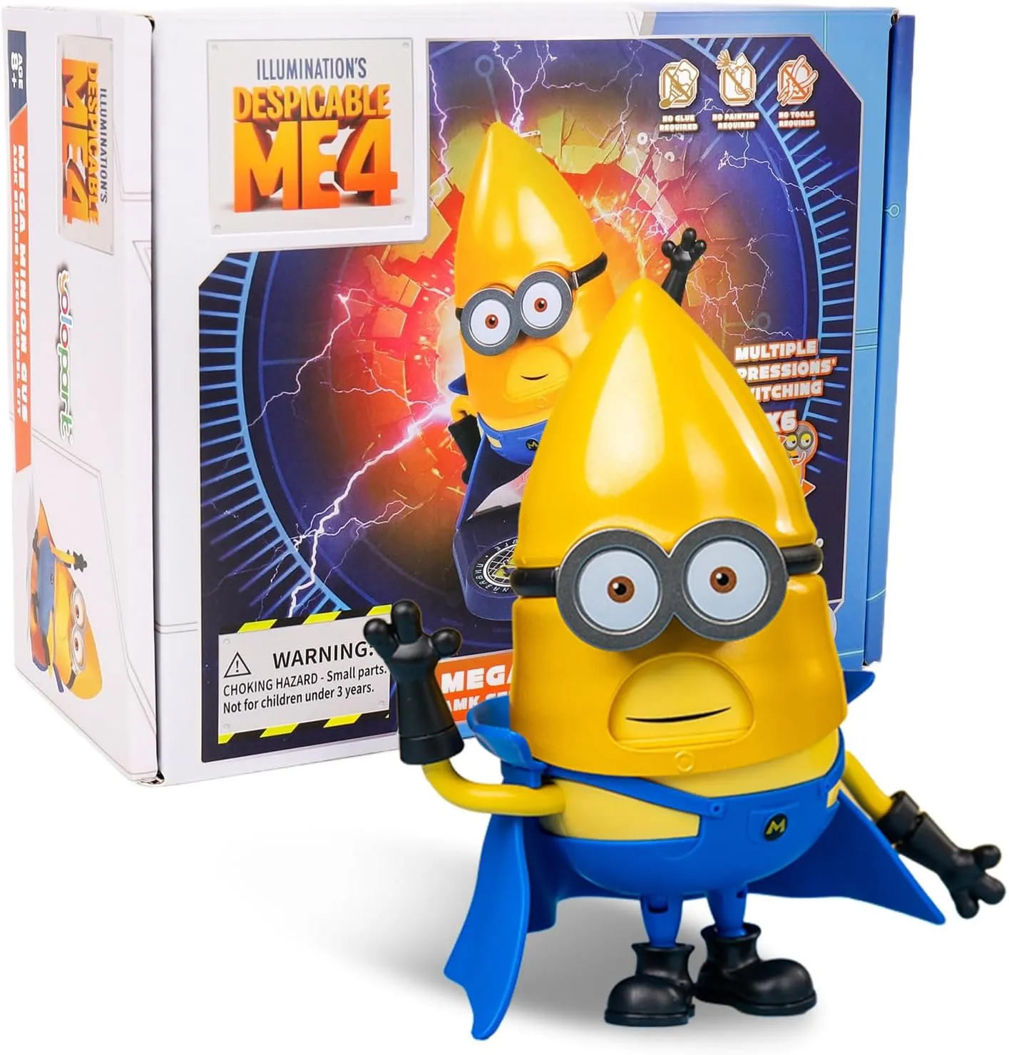 Minions Toy Despicable Me 4 Toys,5.1 Inch Mega Gus Action Figures,6 Interchangeable Expressions and Rotatable Head Minion Model Kits，Gifts for Kids Ages 8 Years & Older