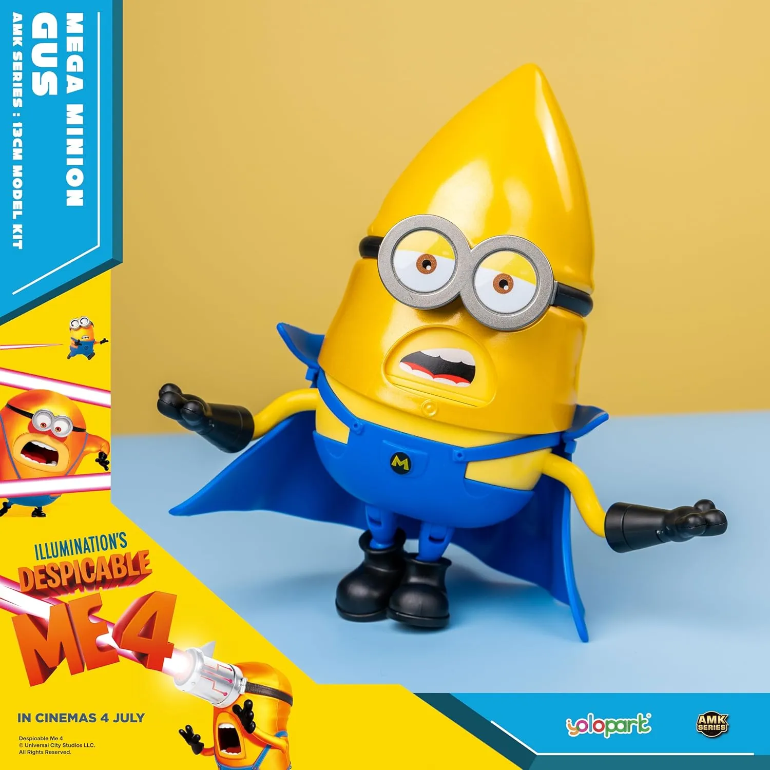 Minions Toy Despicable Me 4 Toys,5.1 Inch Mega Gus Action Figures,6 Interchangeable Expressions and Rotatable Head Minion Model Kits，Gifts for Kids Ages 8 Years & Older