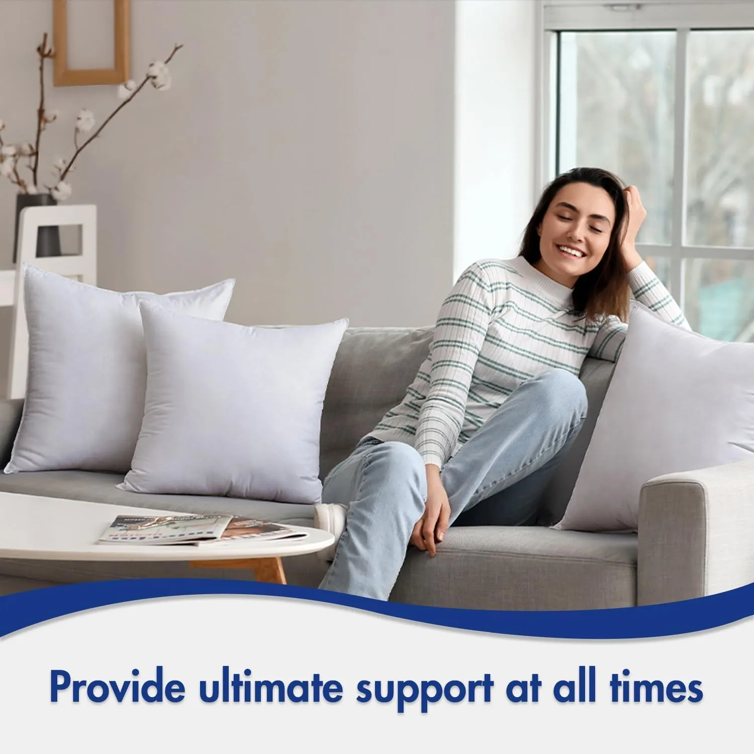 MIULEE 20x20 Down Alternative Pillow Insert Decorative Throw Pillow 20 x 20 Inch Body Bed Sleeping Ultra Soft Fluffy Form for Sofa Couch Bed
