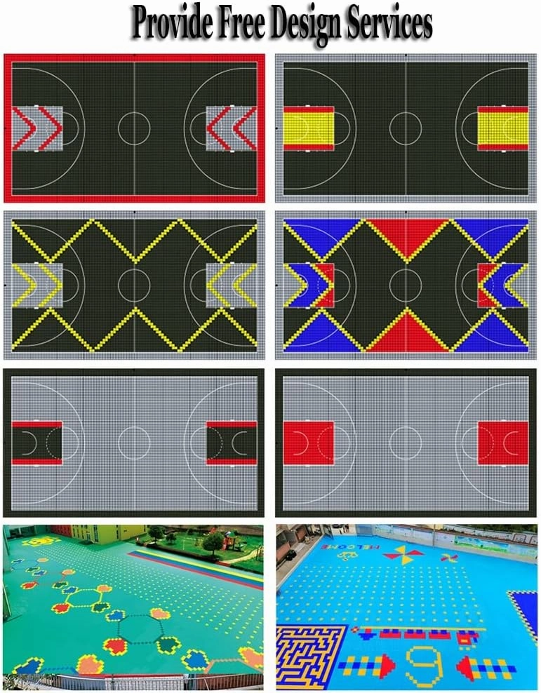 Modular Interlocking Floor Tiles for Kindergarten Basketball Court, Large Sports Ground Public Places Drainage Floor Sports mats, Easy to Clean