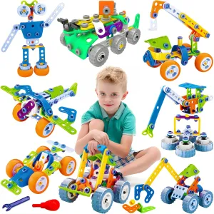 MOONTOY 11 in 1 Stem Building Toys for Kids Ages 4-8 STEM Toys for 4 5 6 7 8  Year Old Boy Birthday Gift Idea, 175 Pcs Educational Construction Toy for Boys 5-7 4-6 6-8 Erector Set Blocks Game