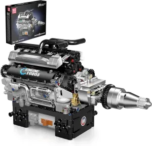 Mould King RR V12 Engine Kits That Runs, Build Your Own Combustion Engine, Model V8 Engine Kits for Display, Physical Science Experiment Toy for 14  Kids Boys and Adult 10205 (733 Pcs)