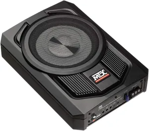 MTX TN8MS Terminator 8 Inch Micro Compact Amplified Subwoofer Enclosure for Small Vehicles with Class A/B Amplifier, Variable Bass Boost, External Bass Control, and Smart Engage Auto Turn On Circuitry