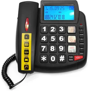 Multifunctional Desktop Phone for The Elderly, with Photo Storage, Quick Dialing, Large Display, Large Buttons, Adjustable Ringtone, Hands Free Function